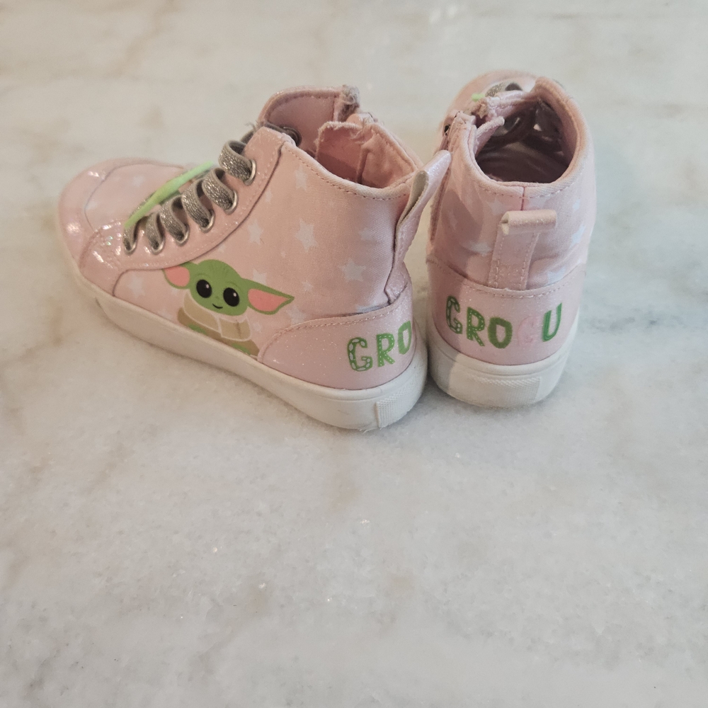 Kids Pink Grogu Starwars High-Top Shoes